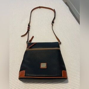 Dooney & Bourke Pebble Grain Black and Tan Crossbody Bag